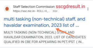 SSC MTS result 2024 official website ssc.nic.in